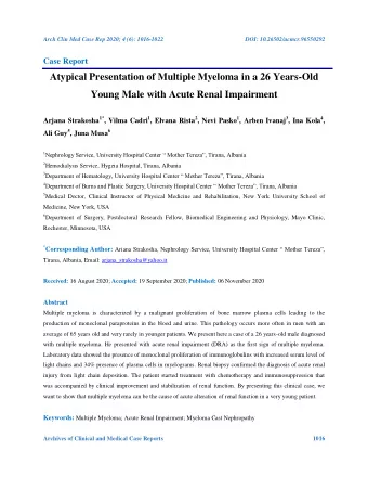 Atypical Presentation of Multiple Myeloma in a 26 Years-Old  Young Male with Acute Renal Impairment