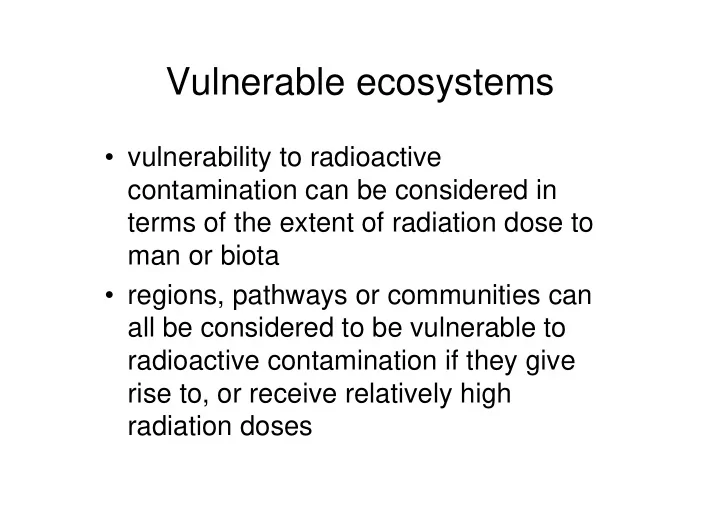 vulnerable ecosystems