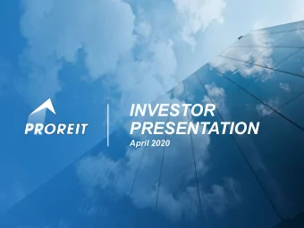 INVESTOR  PRESENTATION  April 2020  INVESTOR  PRESENTATION  April 2020  Disclaimer  About this
