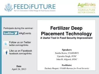 Fertilizer Deep  Participate during the seminar:  Placement Technology  #AgEvents  A Useful Tool in
