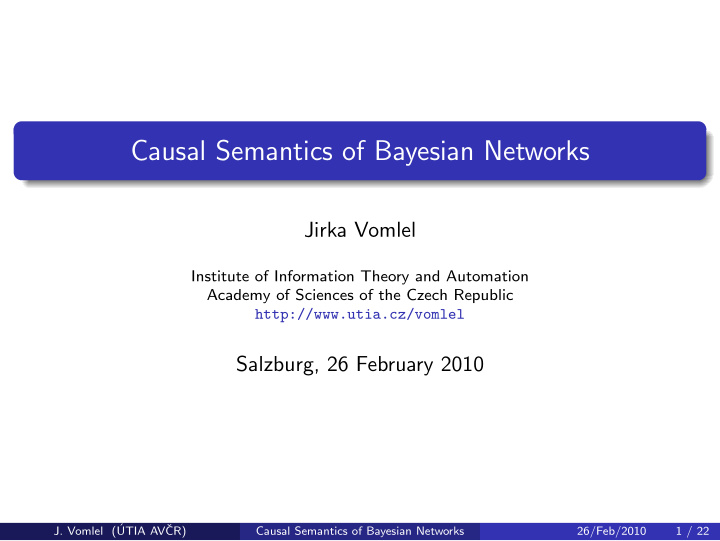 causal semantics of bayesian networks