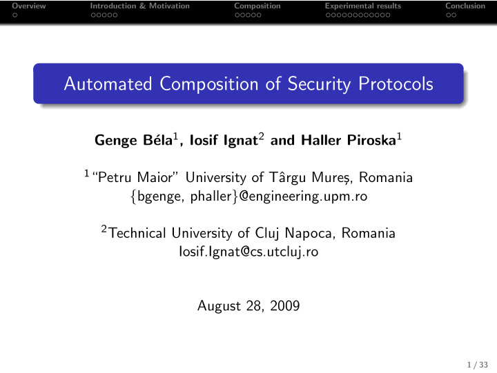 automated composition of security protocols