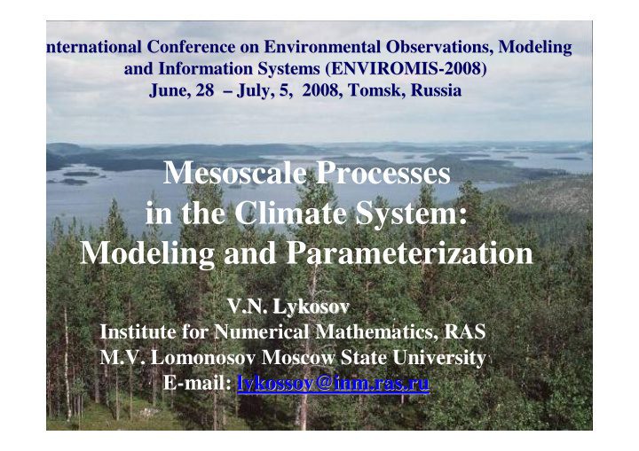 mesoscale processes in the climate system modeling and