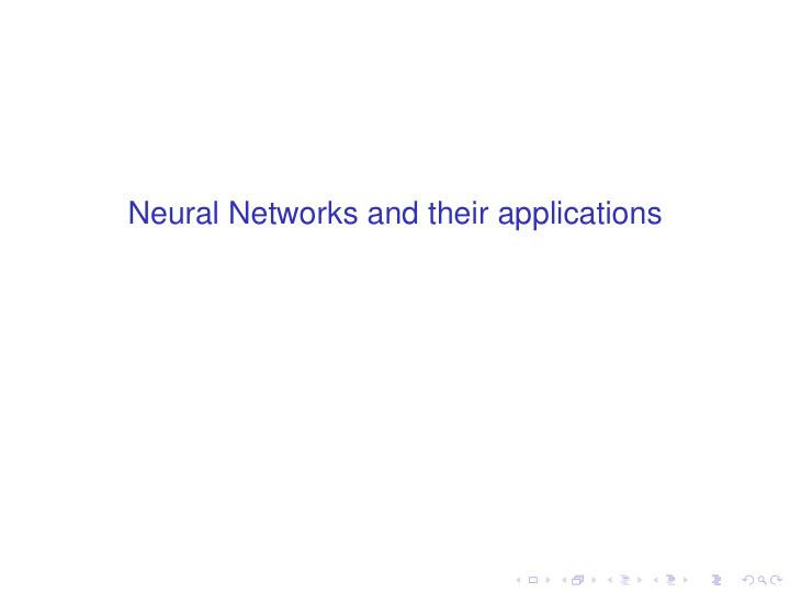 neural networks and their applications the hebbian rule