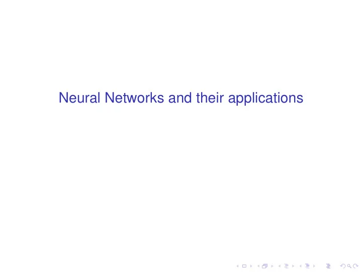 neural networks and their applications the hebbian rule