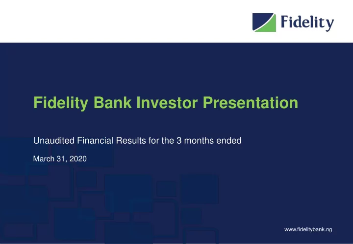 fidelity bank investor presentation