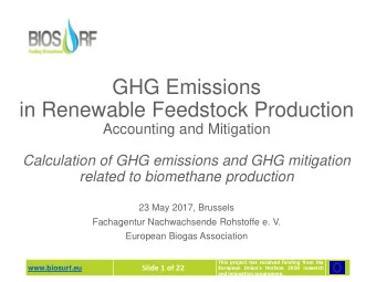 GHG Emissions  in Renewable Feedstock Production  Accounting and Mitigation  Calculation of GHG