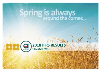 2018 IFRS RESULTS  26 MARCH 2019  DISCLAIMER  THIS PRESENTATION IS FURNISHED TO YOU SOLELY FOR YOUR