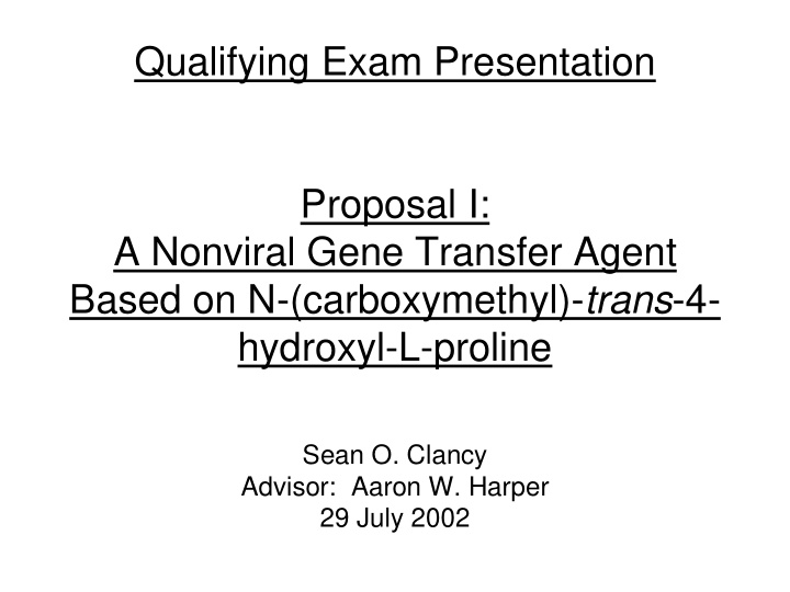 qualifying exam presentation proposal i a nonviral gene