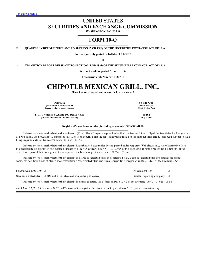 chipotle mexican grill inc