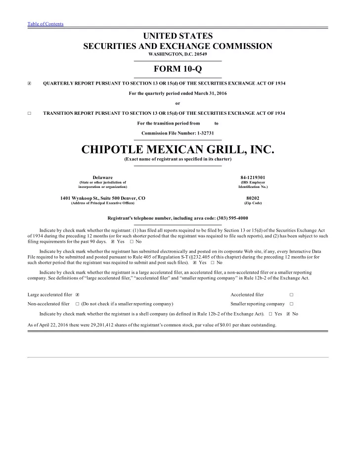 chipotle mexican grill inc