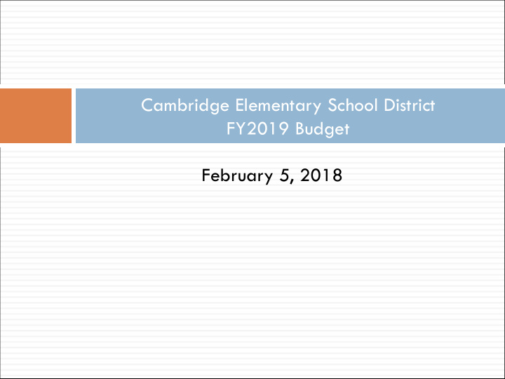 cambridge elementary school district fy2019 budget