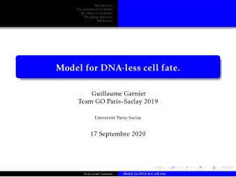 Model for DNA-less cell fate.  Guillaume Garnier  Team GO ParisSaclay 2019  Universit