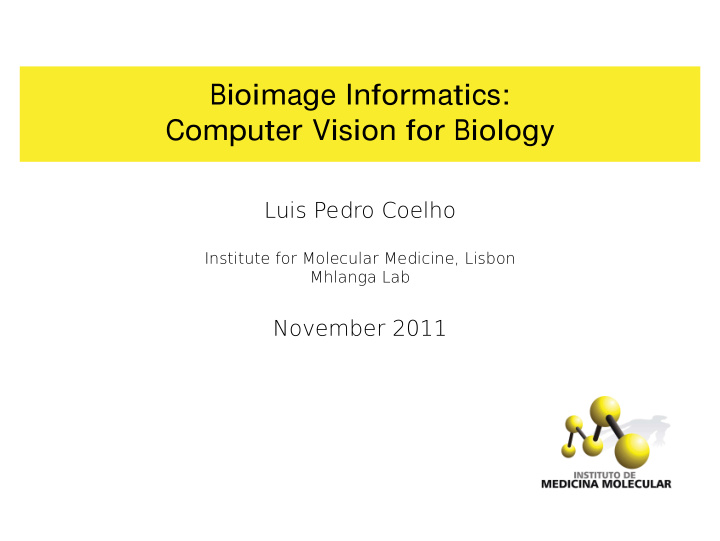 bioimage informatics computer vision for biology