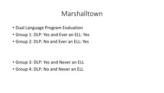 Marshalltown  Dual Language Program Evaluation  Group 1: DLP: Yes and Ever an ELL: Yes