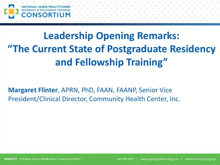leadership opening remarks