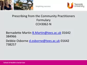 384966  Debbie Osborne d.osborne@tees.ac.uk 01642  738257  Firstly .. Thank you for agreeing to