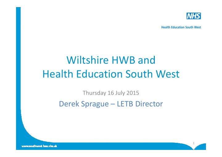 wiltshire hwb and health education south west health