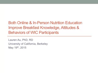 Both Online &amp; In-Person Nutrition Education  Improve Breakfast Knowledge, Attitudes &amp;
