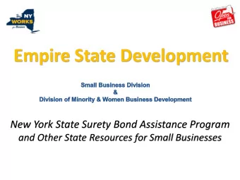 Empire State Development  New York State Surety Bond Assistance Program  and Other State Resources
