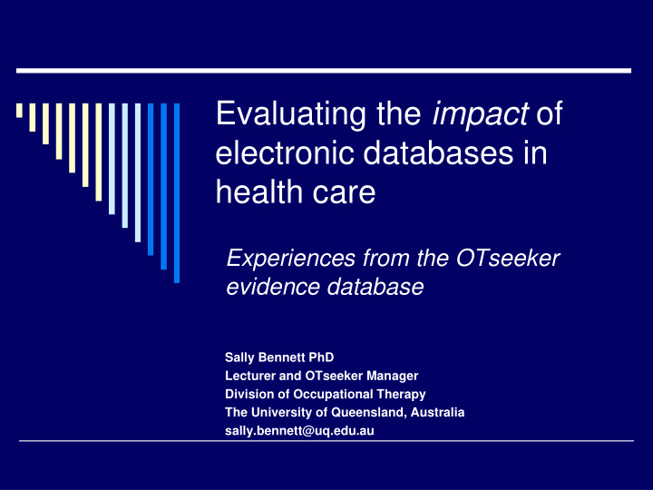 evaluating the impact of electronic databases in health