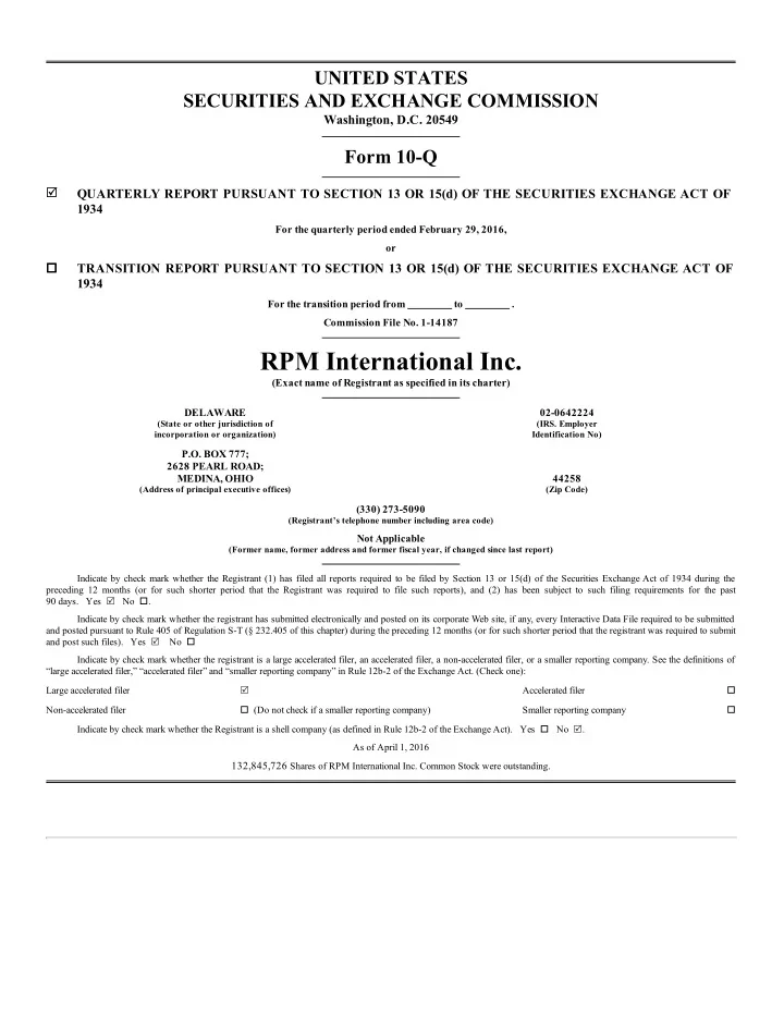 rpm international inc