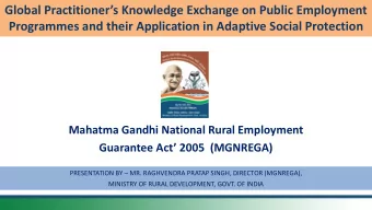 Global Practitioners Knowledge Exchange on Public Employment  Programmes and their Application