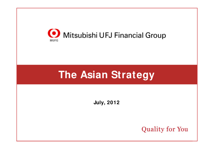the asian strategy