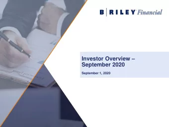 Investor Overview   September 2020  September 1, 2020  1  Safe Harbor Statement This