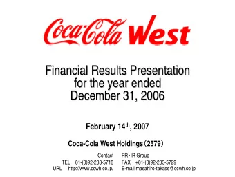 Financial Results Presentation  Financial Results Presentation  for the year ended  for the year