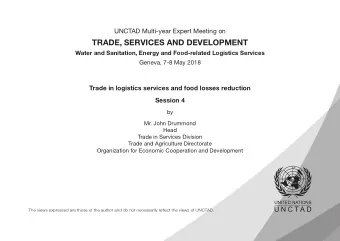 TRADE, SERVICES AND DEVELOPMENT  Water and Sanitation, Energy and Food-related Logistics Services