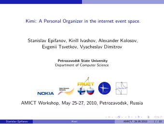 Kimi: A Personal Organizer in the internet event space.  Stanislav Epifanov, Kirill Ivashov,