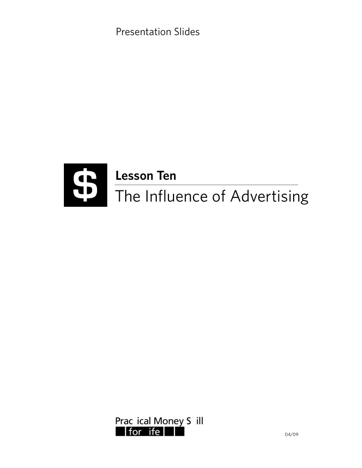 lesson ten the influence of advertising 04 09 commonly