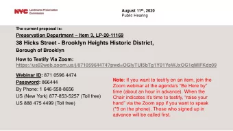38 Hicks Street  Brooklyn Heights Historic District,  Borough of Brooklyn  How to Testify Via