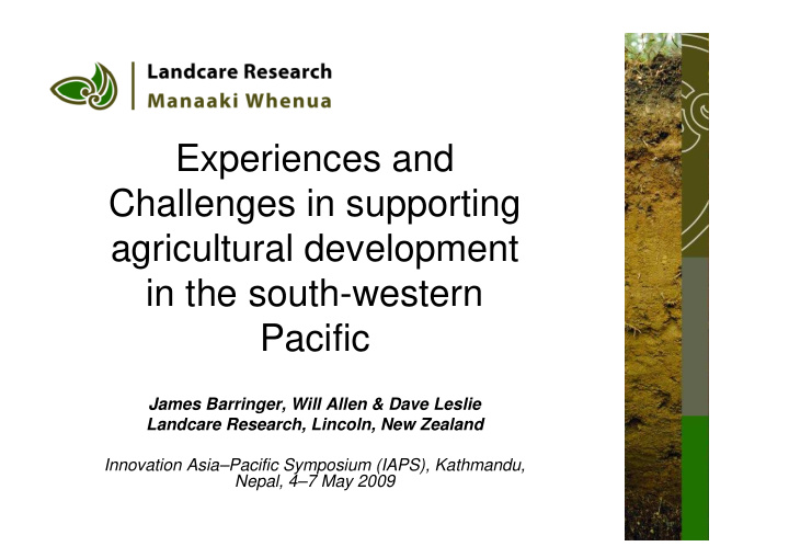 experiences and challenges in supporting agricultural