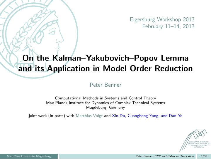 on the kalman yakubovich popov lemma and its application