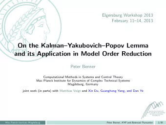 On the KalmanYakubovichPopov Lemma  and its Application in Model Order Reduction  Peter