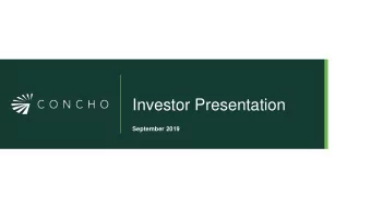 Investor Presentation  September 2019  Forward-Looking Statements and Other Disclaimers These