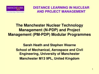 Management (N-PDP) and Project  Management (PM-PDP) Modular Programmes  Sarah Heath and Stephen