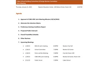 Cabot School Building Committee &amp; Design Review Committee  Joint Meeting  Thursday,