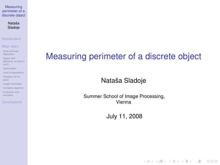 measuring perimeter of a discrete object
