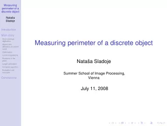 Measuring perimeter of a discrete object  Slopes and  difference of column  sums  Optimization