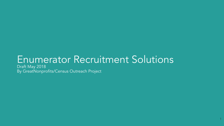 enumerator recruitment solutions