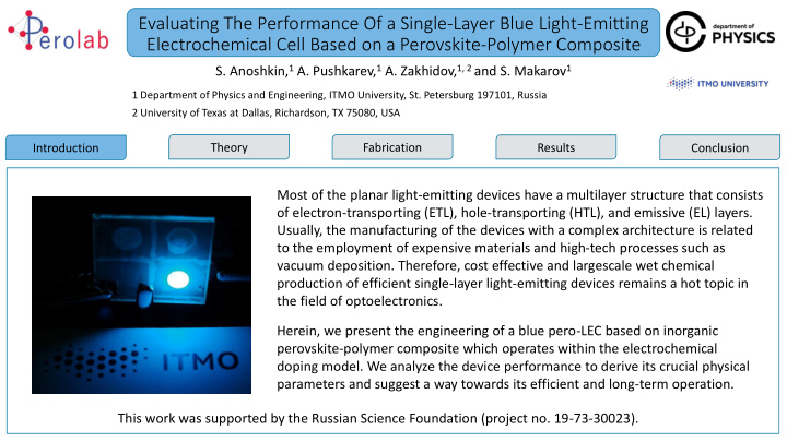 evaluating the performance of a single layer blue light