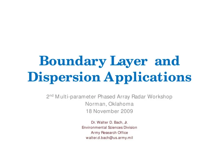 boundary layer and dispersion applications