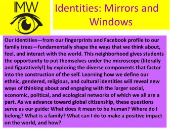 Identities: Mirrors and  Windows Our identities  from our fingerprints and Facebook profile to