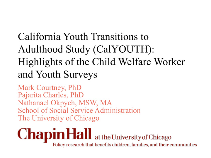 california youth transitions to adulthood study calyouth
