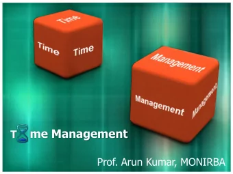 me Management  T  Prof. Arun Kumar, MONIRBA  In Store  @ Basics of Time Management  @ Manage