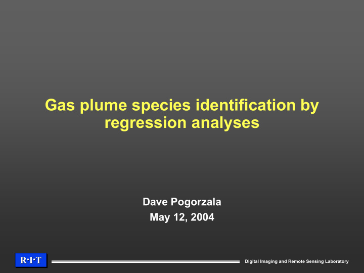 gas plume species identification by regression analyses