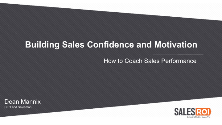 building sales confidence and motivation